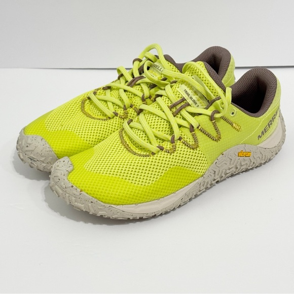 Merrell Lime and Brown Trail Shoes trail glove 7 size 7.5 - Picture 1 of 11